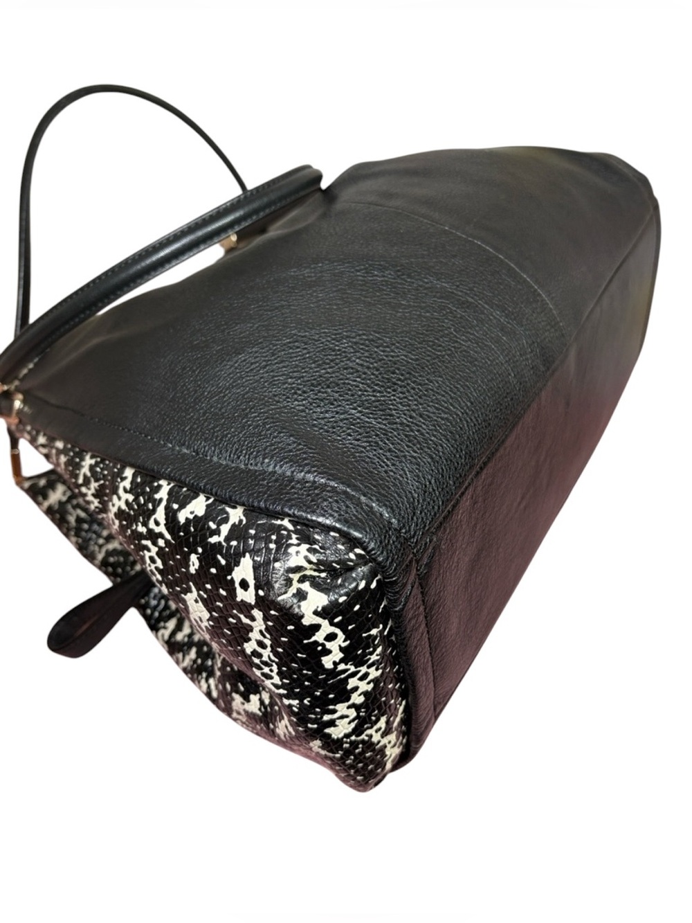 Coach Madison Phoebe Shoulder Bag Black Two-Tone Python Embossed Leather EUC - Picture 6 of 11